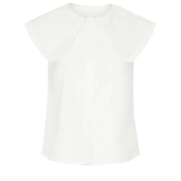 WeWoreWhat Ruffle Collar Cotton Poplin Button-Up - NWT, Optic White, XS - Picture 8 of 15